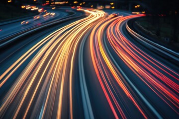 Obraz premium Night highway traffic light trails (2)