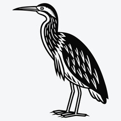 Obraz premium American Bittern Silhouette White background illustration Generative Ai