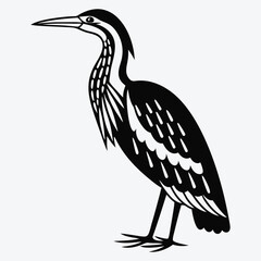 Fototapeta premium American Bittern Silhouette White background illustration Generative Ai
