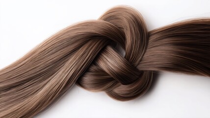 Fototapeta premium Hair strands styled into an intricate knot on a smooth surface