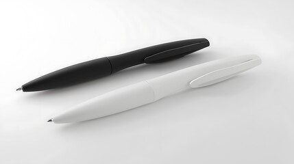 Two black and white pens on a white background