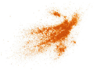 Spicy chili red pepper, milled dry paprika pile isolated on white	