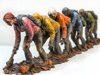 Zombie figures digging