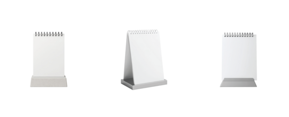 Blank desktop flip calendar with metal spirals for notes and organization