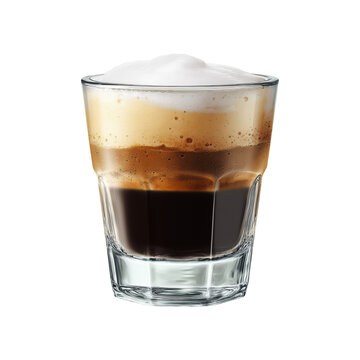 Glass of caf&eacute; breve with thick creamy foam isolated on white background