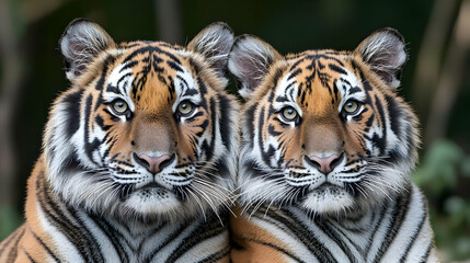 Obraz premium Two Tigers Close Up Portrait