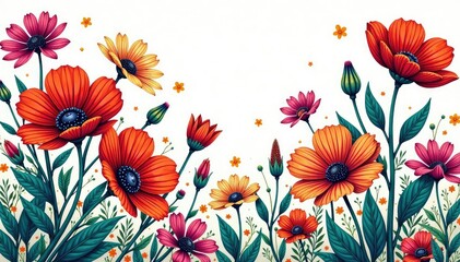 Intricate line art wildflowers, continuous design, botanical, simple, elegant