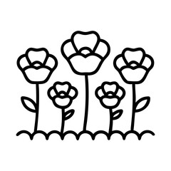 Flower garden line art illustration vector design for spring floral botanical nature theme drawing