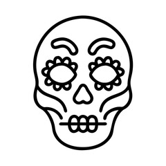 Sugar skull vector illustration for day of the dead celebration outline halloween design art