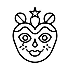 Outline face drawing vector illustration, cute face with star and circles, simple line art