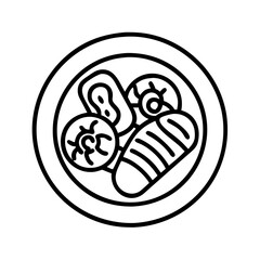 Plate of assorted food vector illustration delicious meal cuisine gourmet dish restaurant menu design