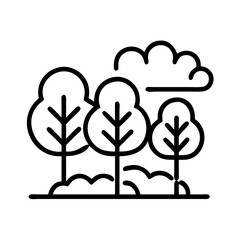 Illustration of trees and cloud landscape vector design nature forest environment outdoors scenery icon