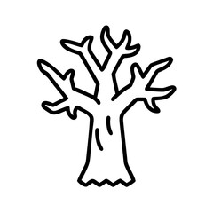 Illustration of a bare tree silhouette vector graphic for autumn or halloween designs and crafts