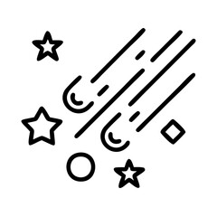 Shooting star vector icon illustration, night sky stars and comets drawing, celestial event art