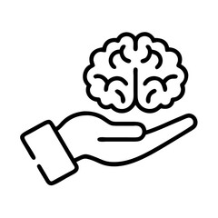 Brain health awareness concept hand holding brain icon for mental health and psychology support design