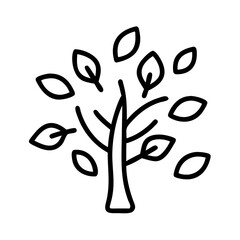Outline drawing of tree with leaves vector illustration for nature and environment designs