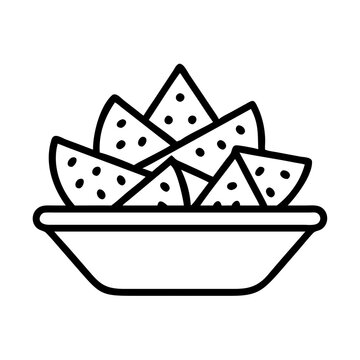 recommend clip art: Bowl of nachos chips vector illustration, mexican food snack, tortilla chips with dips icon