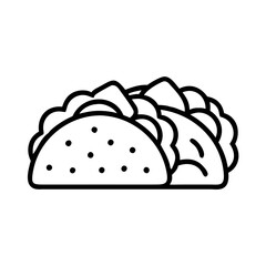 Taco tuesday vector illustration: mexican food icon, outline tacos clip art, traditional cuisine design