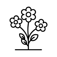 Flower drawing vector illustration, floral design element, botanical outline, simple flower art