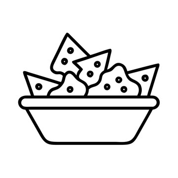 recommend clip art: Bowl of nachos with cheese vector illustration mexican food snack appetizer party meal outline icon