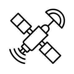 Satellite icon vector illustration of space station communication technology antenna signal orbit line