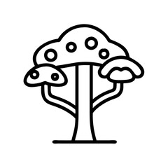 Vector graphic of a tree with fruits, tree illustration for nature and forest designs, line art tree icon