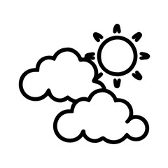 Sun and clouds vector illustration for weather forecast design and summer season graphic element
