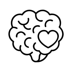 Brain health love heart concept illustration for mental health awareness and emotional intelligence growth