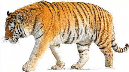 Obraz premium Tiger Posing Majestically on White Background