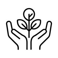 Hands holding plant icon vector illustration for nature care environment and growth concept design