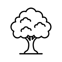 Outline drawing of tree with round crown for nature illustration and educational resources use