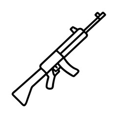 Ak 47 assault rifle vector icon illustration outline drawing military firearm weapon design war game asset