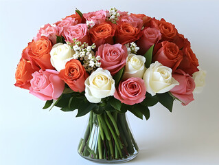 Fototapeta premium Vibrant rose bouquet in vase