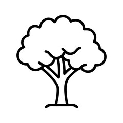 Simple tree outline drawing vector illustration for nature and garden design element use with black lines