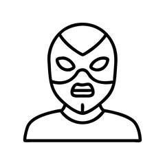 Lucha libre wrestler vector icon illustration, mexican wrestling mask outline graphic design element