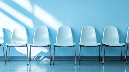 Obraz premium A serene scene of empty chairs in a medical waiting area