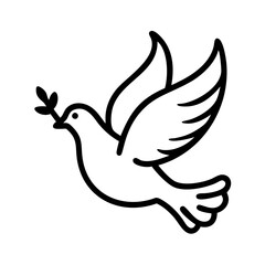 Dove of peace flying with olive branch vector illustration symbol of hope and freedom art design