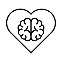 Mental health awareness brain in heart vector for psychology and emotional wellbeing concept art