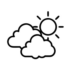 Vector graphic of sun and clouds icon weather forecast symbol sunny day outline illustration 90