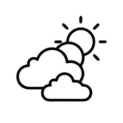 Weather forecast icon sun and clouds outline vector illustration simple graphic design 90