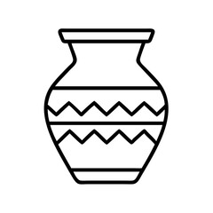 Outline drawing of decorative vase pot with zigzag pattern for home decor and design element
