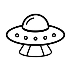 Cartoon ufo spaceship drawing vector illustration for kids coloring book and alien concept art