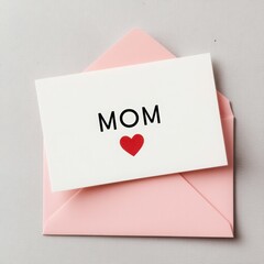 Greeting card with mom message on white background isolated on white background