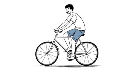 Fototapeta premium Young Man Riding a Bicycle, Exploring Urban Environments and Enjoying Active Leisure