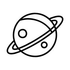 Planet with rings outline vector illustration space astronomy celestial body cosmic object isolated 90