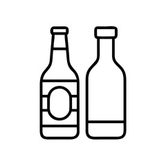 Outline drawing of two beer bottles for brewery or bar menu vector illustration design element