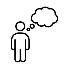 Person thinking icon vector illustration of man with thought bubble for creative design work