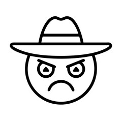 Angry emoji with hat vector illustration for social media expression and communication design