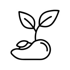 Seedling sprouting vector icon, plant growth illustration, agriculture and gardening symbol design