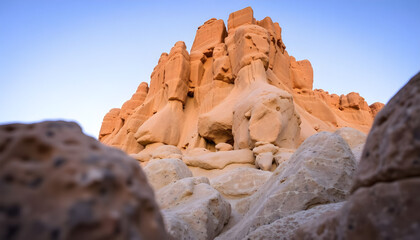 Fototapeta premium rock formation in the desert with a blue sky in the background